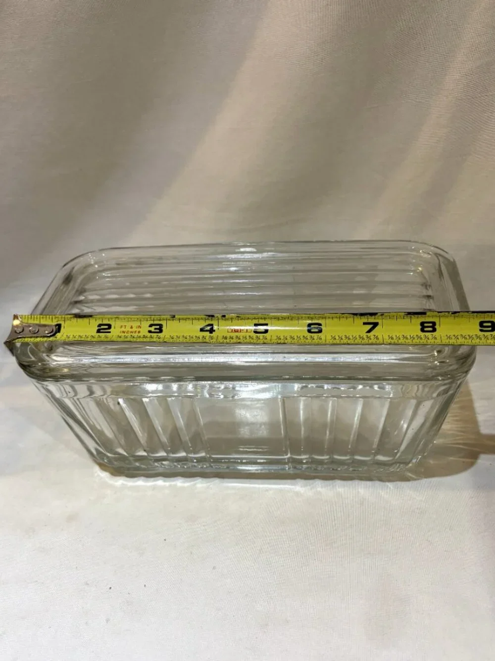 Anchor Hocking 1932 Vintage Design Rectangle Ribbed Refrigerator Dish w/ Lid